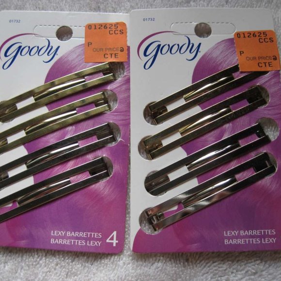 4 Goody Gold Silver Lexy Stay Tight Double Bar Metal Hair Barrettes Flat Secure - Picture 12 of 16